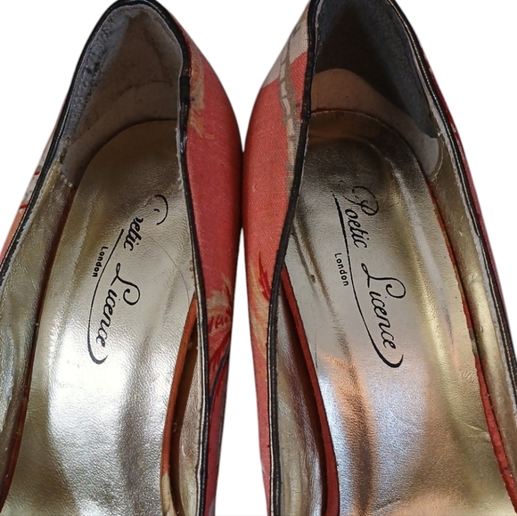 Poetic License Tropical Cone Heel Peep Toe Pumps Women's size 8 Heels - Picture 6 of 13